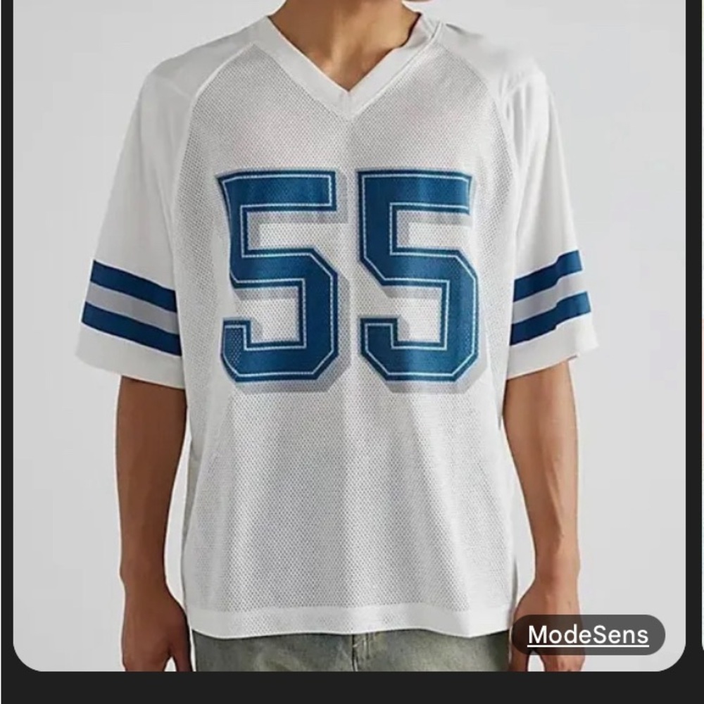Urban Outfitters White and Blue Jersey